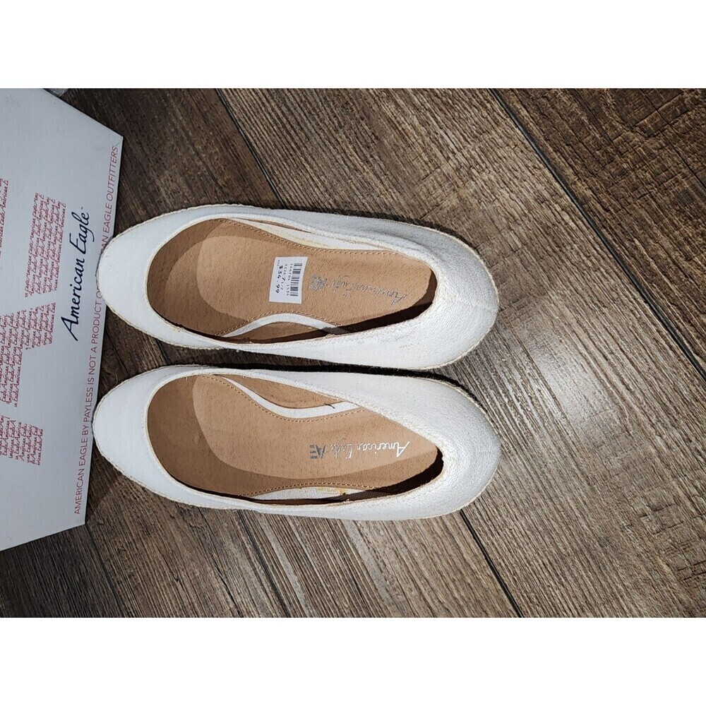 NEW American Eagle Heels Womens 7.5  ELLA White Pump Slip On 166704 White Fabric - Picture 7 of 9
